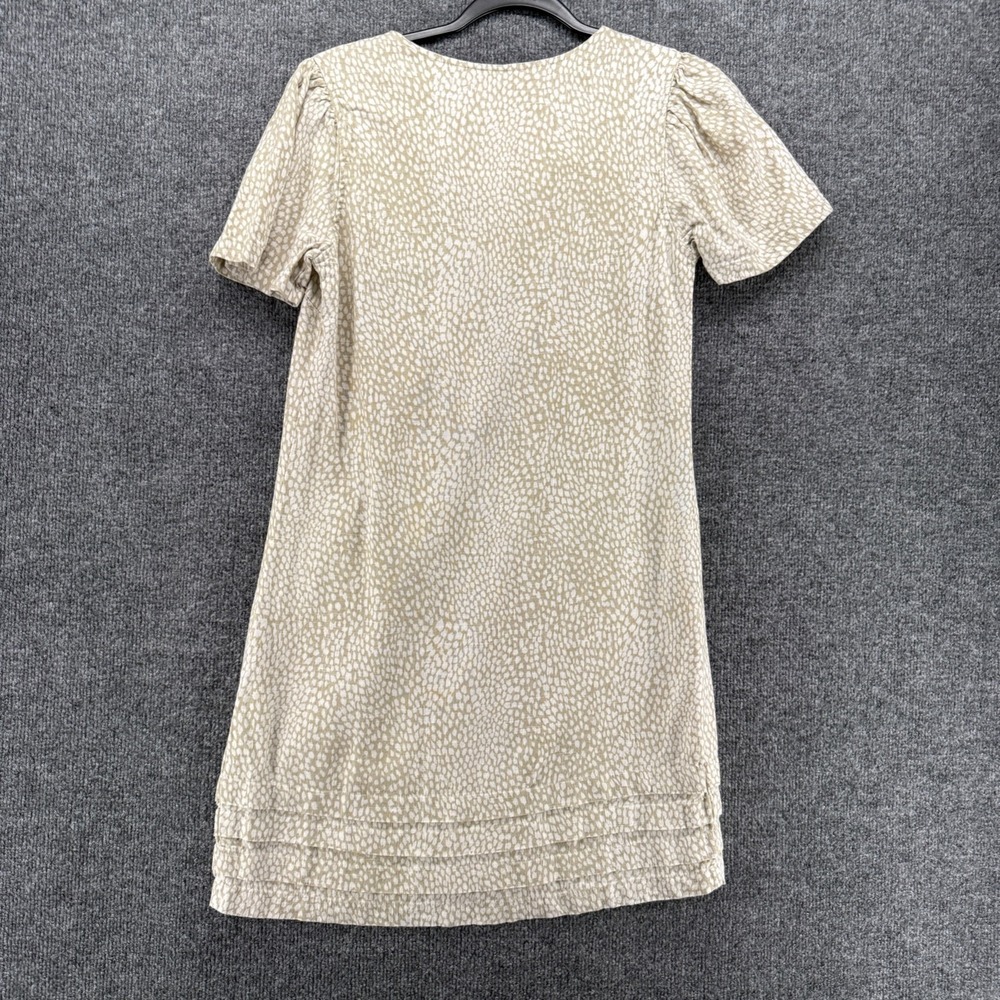 Nicole Miller Dress Womens S Linen Beige Polka Dot V-Neck Shift Coastal Resort - Picture 4 of 8
